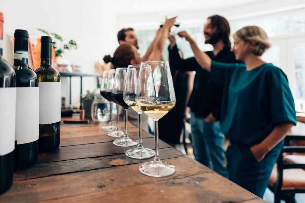 People tasting wine at Durango Winery.
